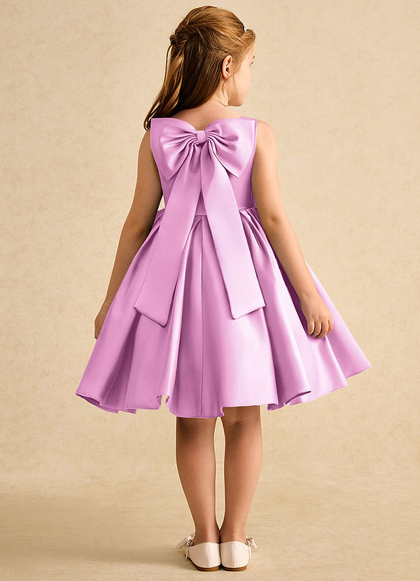 Azazie Jessie Vestidos de Niña de Flores Vestido de Rosa Caramelo de Satin Mate de Corte En A con Lazo image1