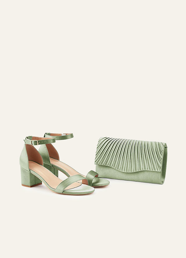 front Matching Color Metallic Satin Sandals Envelope Clutch Set