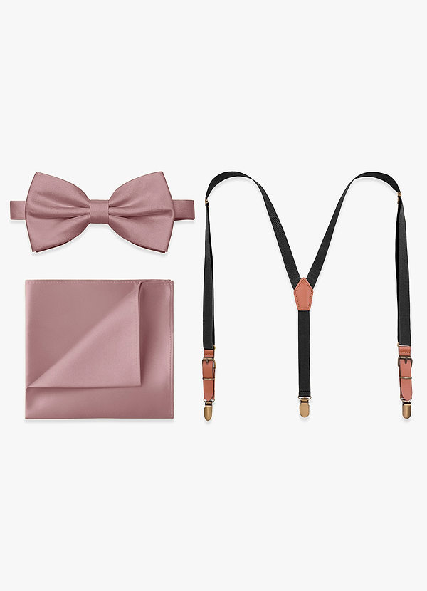 front Matching Bow Tie & Pocket Square & Suspenders Set