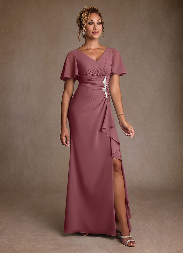 Azazie Suffolk Mother of the Brides Dresses Desert Rose A-Line Pleated Chiffon Dress image1