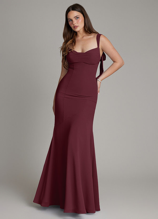 Azazie Carlotta Bridesmaid Dresses Cabernet Mermaid Sweetheart Neckline Chiffon Dress image1