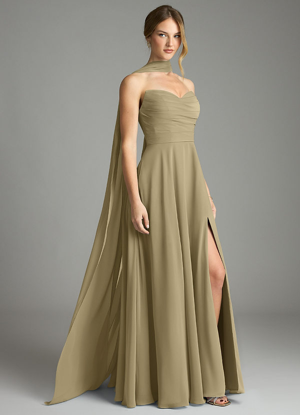 Azazie Ayla Abiti da Damigella Abito A-Line in Chiffon Scollo a Cuore Verde Muschio image1