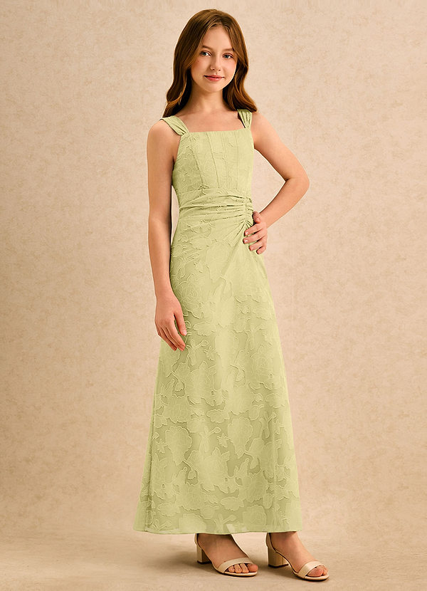 Azazie Brookie Girls Formal Vestidos de Niña de Flores Vestido de Sorbete De Limón de Devorado Floral de Corte en A con Sin mangas image1