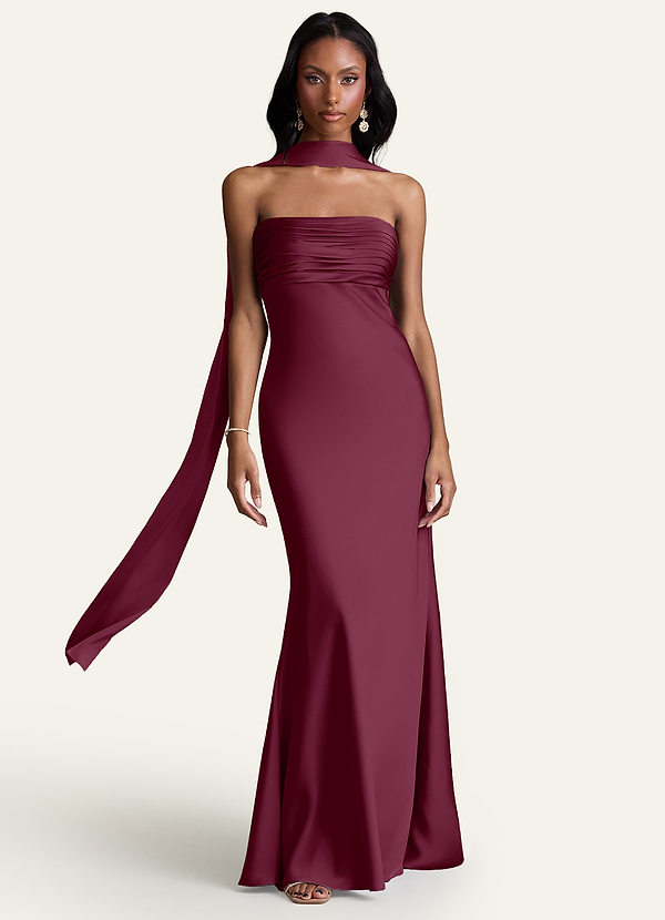 front Azazie Bufanda de satén elástico de color a juego