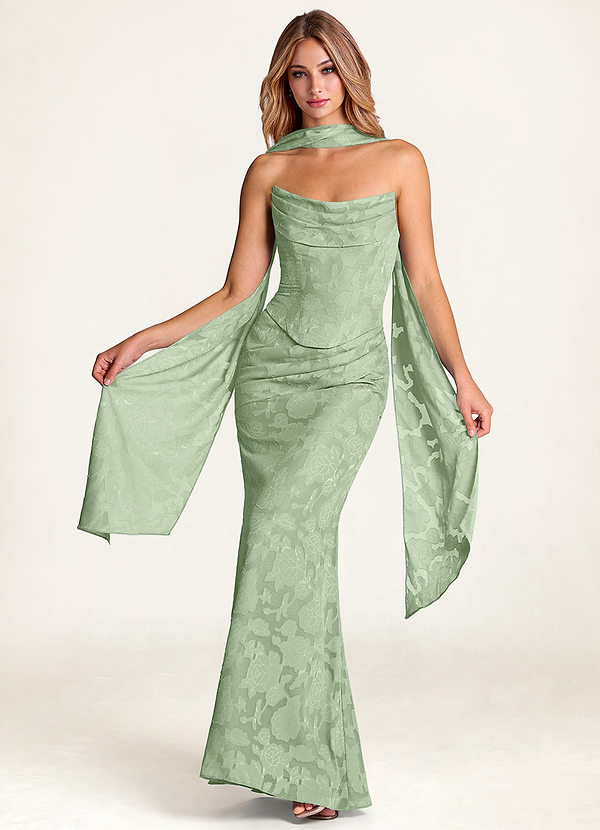 front Azazie Matching Color Floral Burnout Scarf