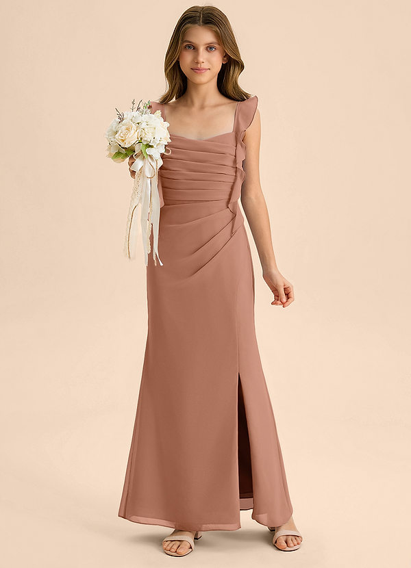 Azazie Jessamine Junior Bronzer Mermaid Sweetheart Neckline Chiffon Dress image1