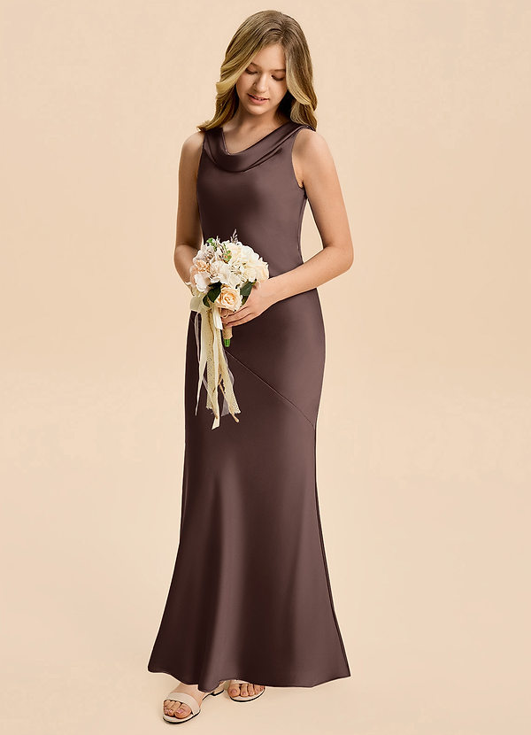Azazie Rylina Junior Ganache Mermaid Stretch Satin Dress image1