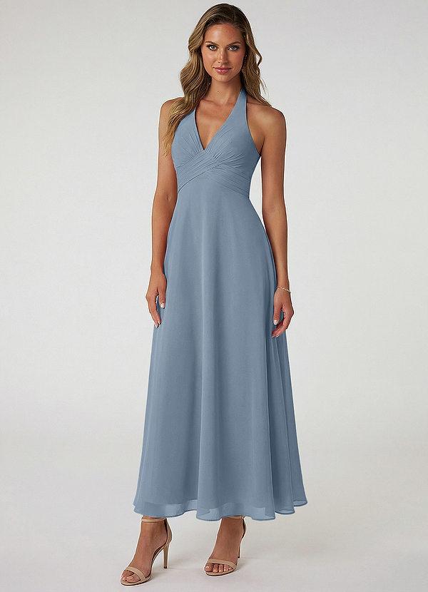 Azazie Tessie Suknie dla druhen Linia A Pofałdowany Szyfon Długość kostki Sukienka image1