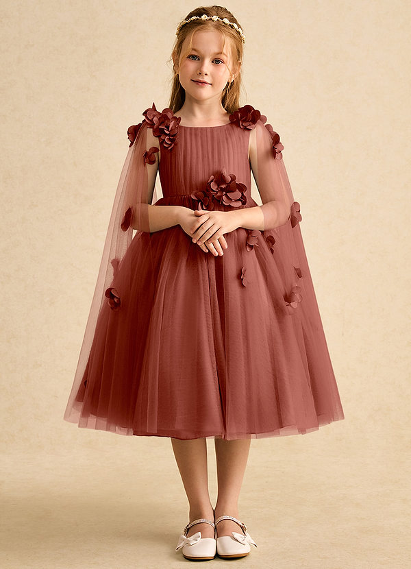 Azazie Staria Flower Girl Dresses Auburn Ball-Gown Ruched Tulle Dress image1