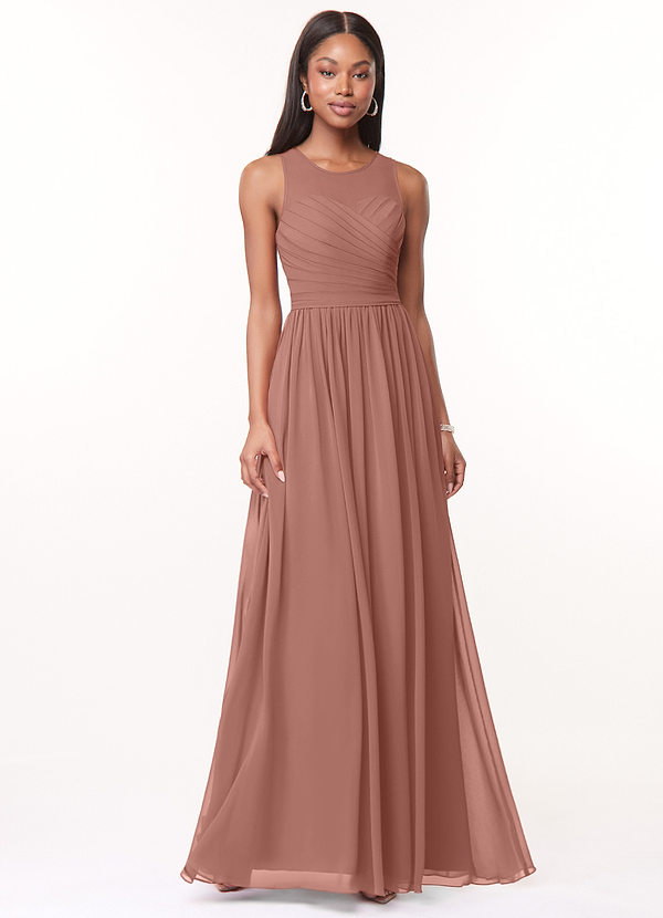 Azazie Nina Bridesmaid Dresses Cedar Rose A-Line Pleated Chiffon Dress image1