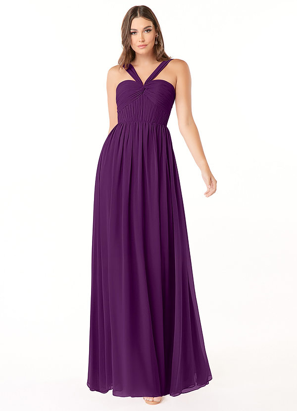 Azazie Dionne Bridesmaid Dresses Grape A-Line Corset Chiffon Dress image1