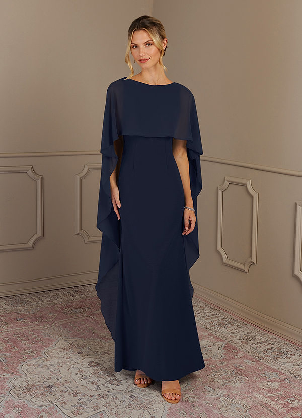 Azazie Dion Mother of the Brides Dresses Dark Navy Sheath Scoop Stretch Crepe Dress image1