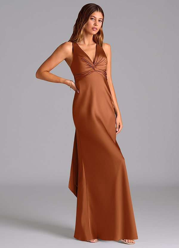 Azazie Hati Brudtärneklänningar Klä av Sjöjungfru i Stretch Satin Koppar image1