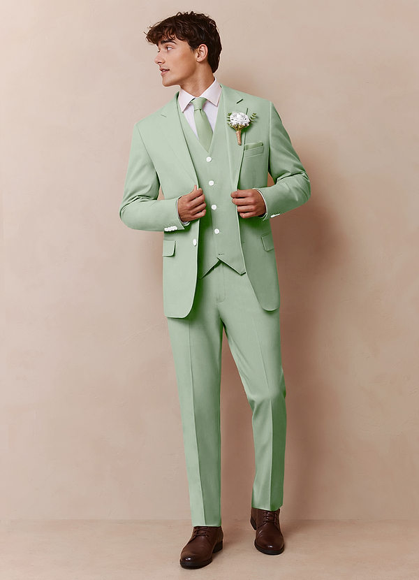 front James Dusty Sage Structured Stretch 3-piece suit