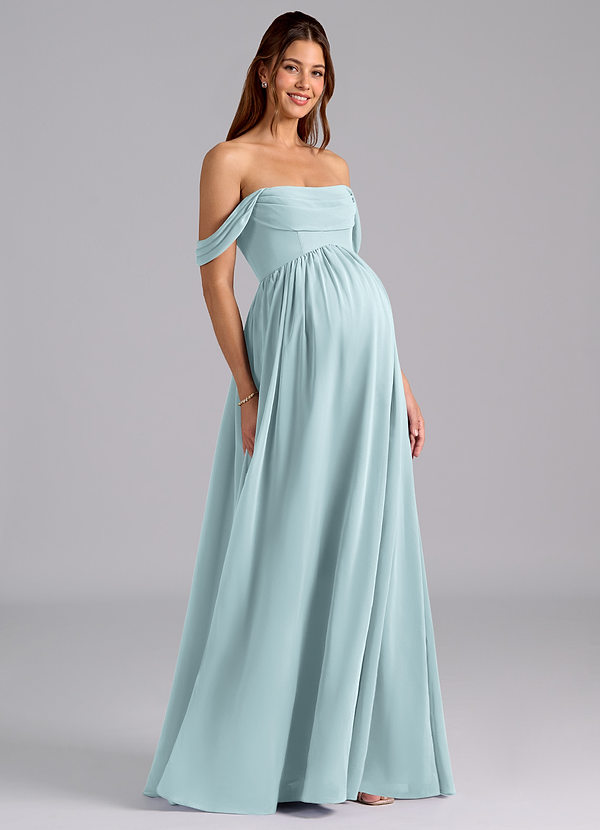 Azazie Saige Maternity Bridesmaid Dresses A-Line Pleated Chiffon Floor-Length Dress image1