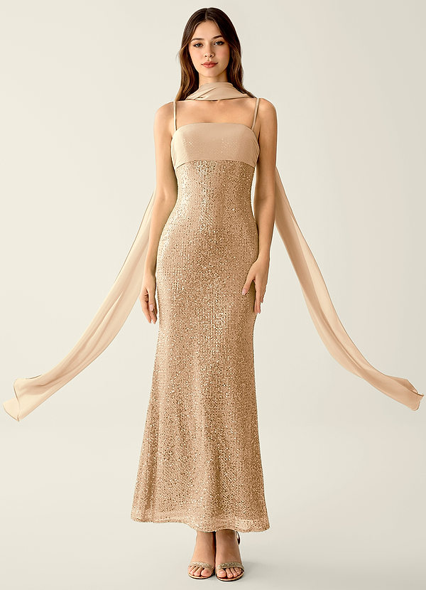 Celestina Champagne Sequins Corset Mermaid Prom Dress image1