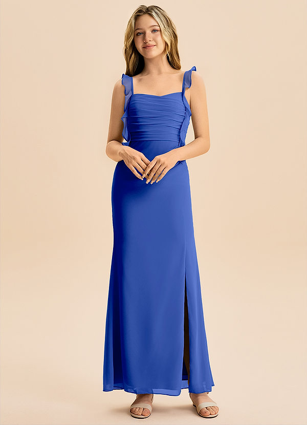Azazie Jessamine Junior Royal Blue Mermaid Sweetheart Neckline Chiffon Dress image1