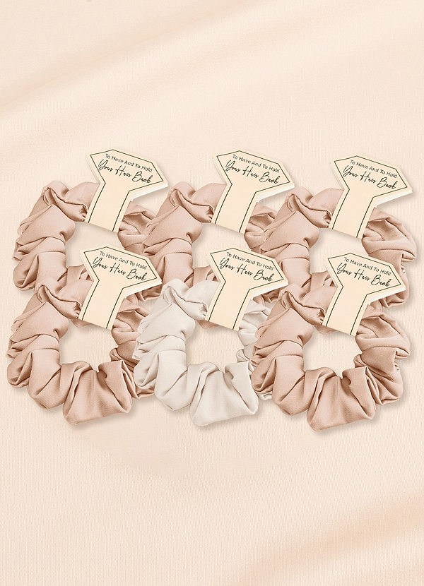 front Matching Color Six-Piece Mixed Color Bridesmaid Stretch Satin Regular Size Scrunchie Set