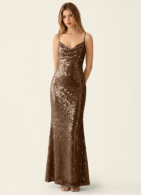 Elodie Brown Sequins V-neck Mermaid Dress image1