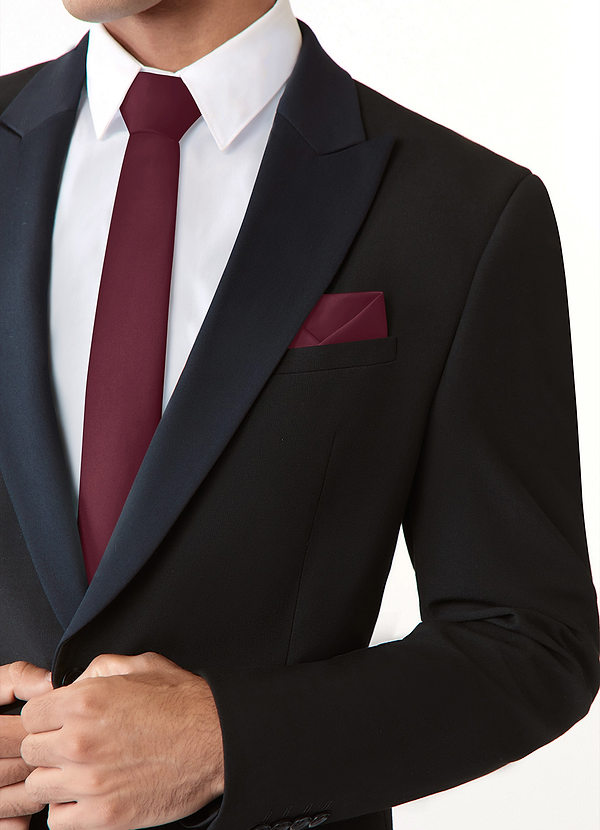 CONJUNTO DE CORBATA Y PAÑUELO SKINNY DE SATÉN MATE back