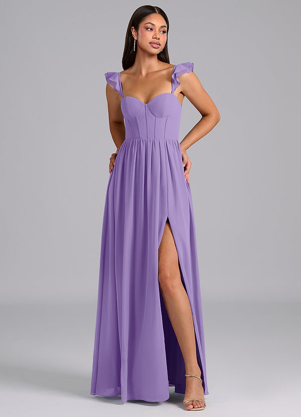 Azazie Denisse Bruidsmeisjes Jurken Jurk van Chiffon met A-Lijn Ruches Tahiti image1