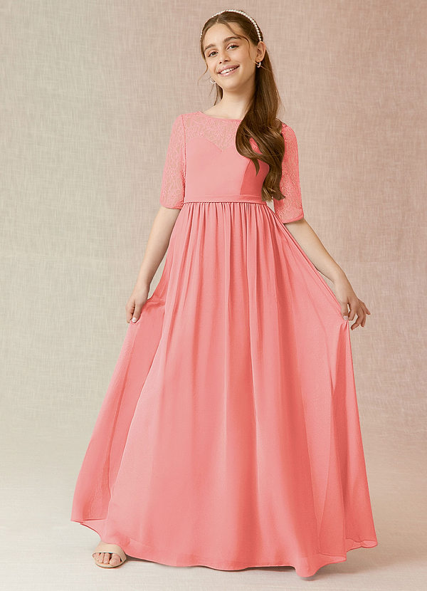 Vestidos Modestos De Manga Larga Para Damas De Honor Junior Sandía main image 0