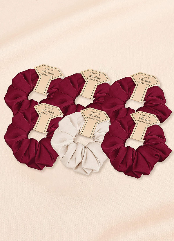 front Matching Color Mixed Color Bridesmaid Stretch Satin Over Size Scrunchie Set