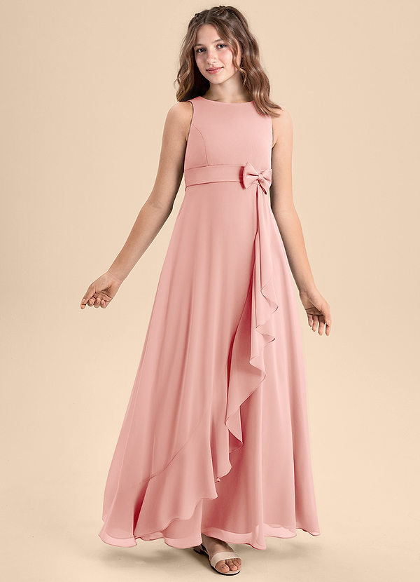 Azazie Lilenne Junior Rosette A-Line Bow Chiffon Dress image1