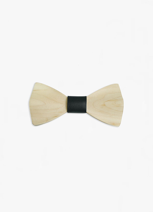 front Light Wood Textured Bow Tie