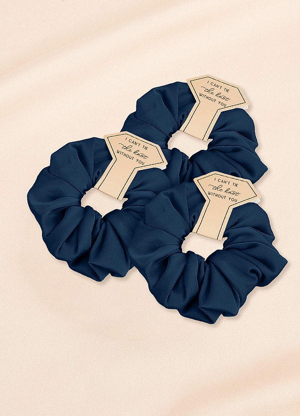 front Matching Color Three-Piece Bridesmaid Stretch Satin Over Size Scrunchie Set