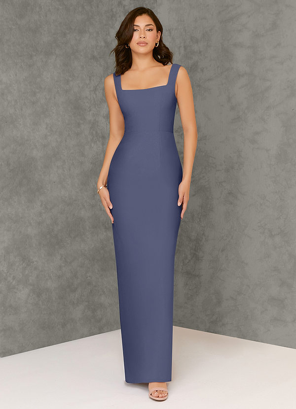 Azazie Flori Bridesmaid Dresses Stormy Sheath Square Neckline Chiffon Dress image1