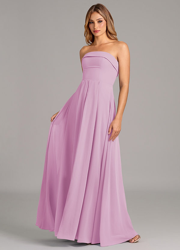 Azazie Lucienne Bridesmaid Dresses Candy Pink A-Line Strapless Chiffon Convertible Dress image1