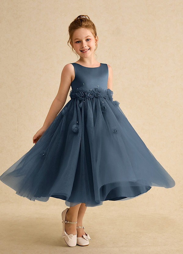Azazie Lux Flower Girl Dresses Neptune A-Line Beaded Tulle Dress image1