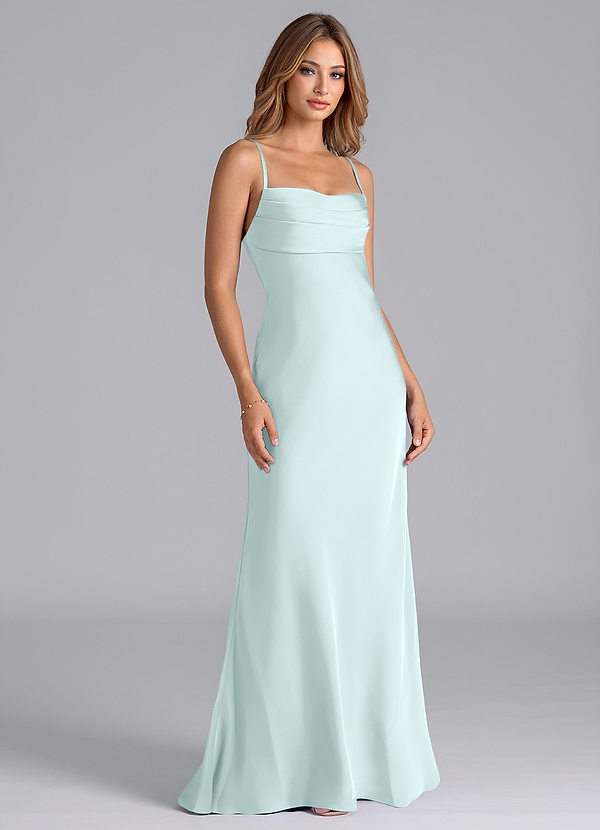 Azazie Seema Brudtärneklänningar Klä av Sjöjungfru i Stretch Satin Korsett Havsglas image1