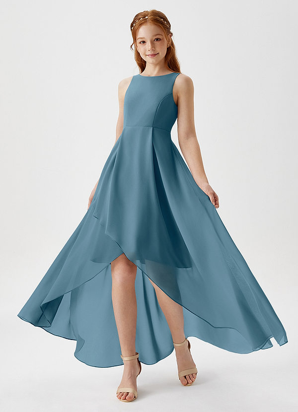 Azazie Lizette Junior Bermuda A-Line Pleated Chiffon Dress image1