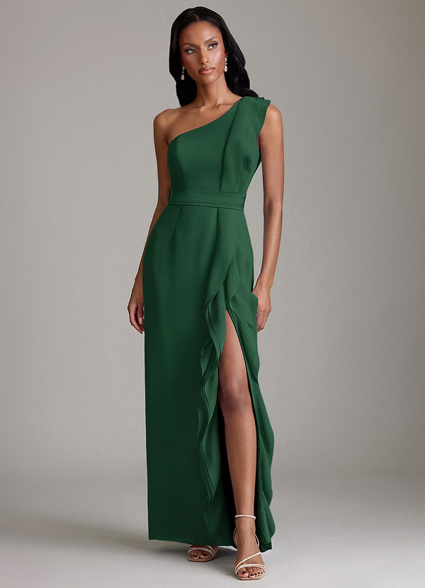 Azazie Venita Suknie dla druhen Osłona Marszczony Szyfon Do ziemi Sukienka image1