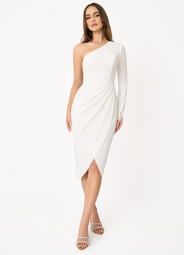 Kensie White One Shoulder Midi Dress image1