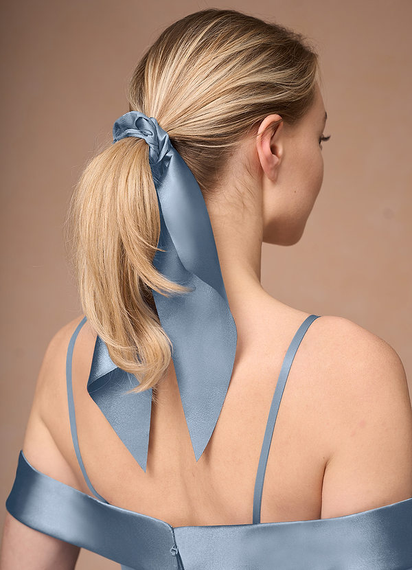 front Matching Color Matte Satin Hair Scarf Scrunchie