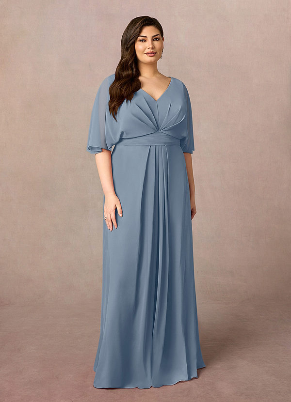 Azazie Oksana Abiti da Mamma Sposa Abito A-Line in Chiffon con Scollo a V a Pieghe Crepuscolo image1