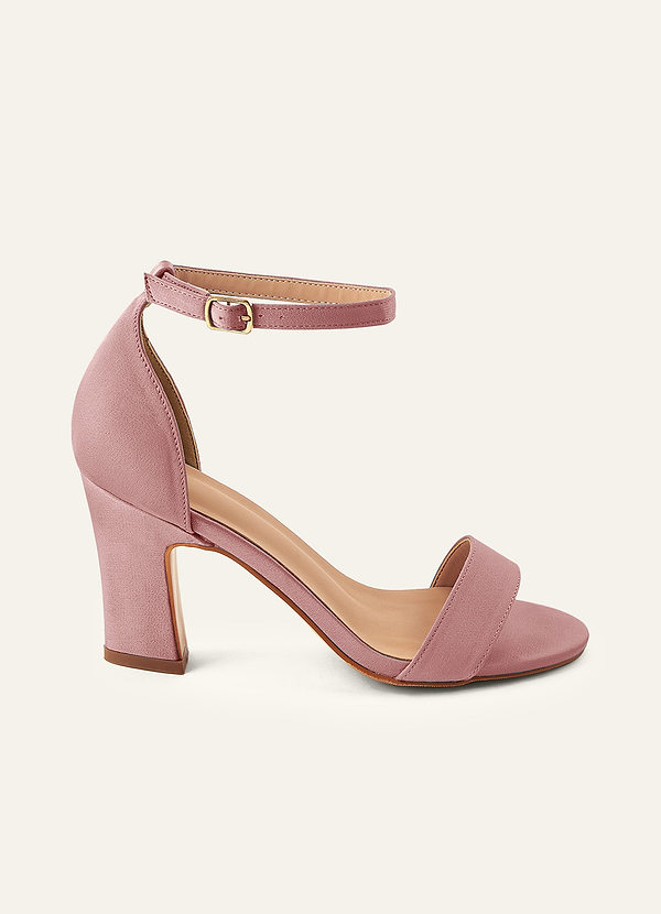 front Matching Color Stretch Satin One Strap Buckle Chunky Heel Sandals