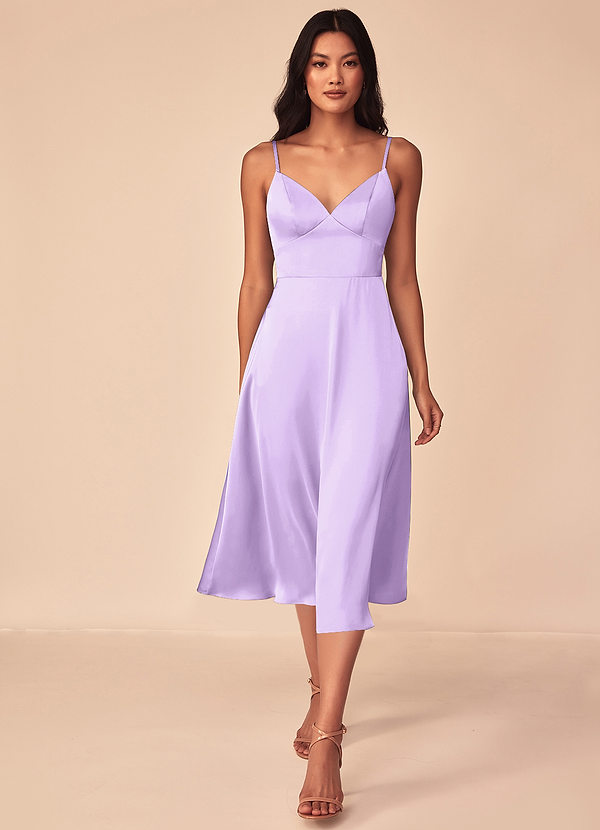 Azazie Dottie Bridesmaid Dresses Lilac A-Line Stretch Satin Dress image1