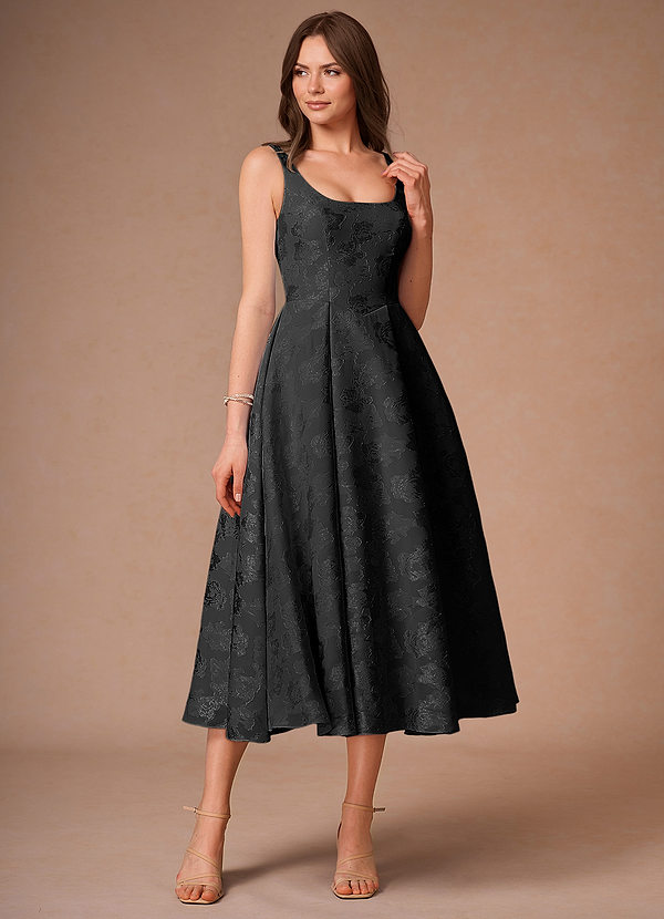 Briac Black A-line Midi Dress image1