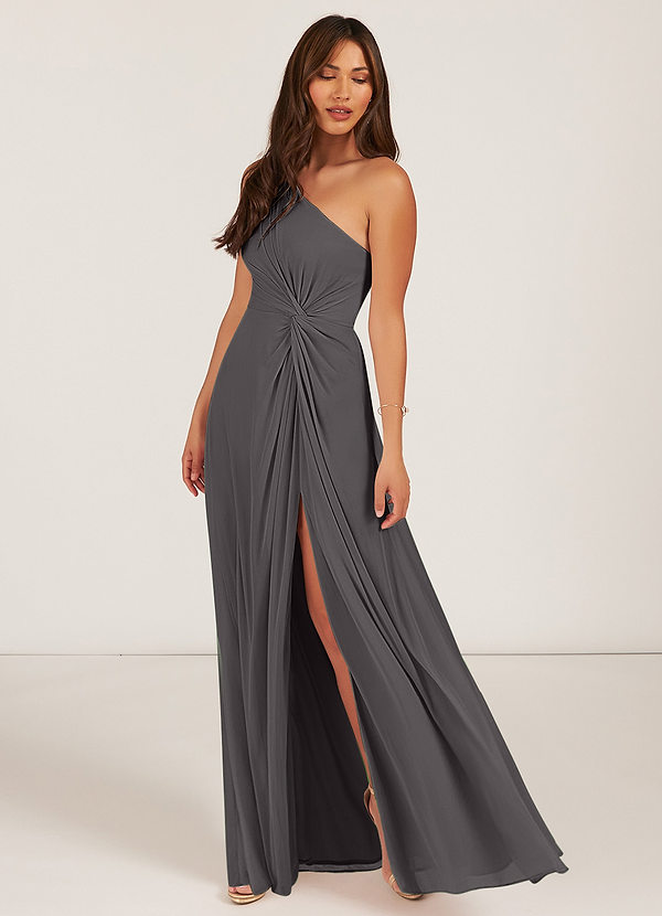 Gabrielle Sin Tirante Novio Gasa Vestido De Dama De Honor Gris Acero