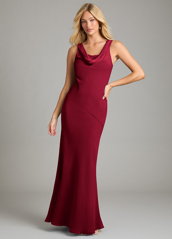 Azazie Rylina Bridesmaid Dresses Burgundy Mermaid Pleated Chiffon Dress image1