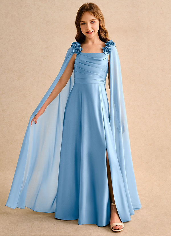 Rosita Girls Formal Flower Girl Dresses Powder Blue A-Line Pleated Matte Satin Dress image1