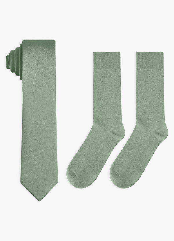 front Matching Stretch Satin Skinny Tie and Cotton Socks Set