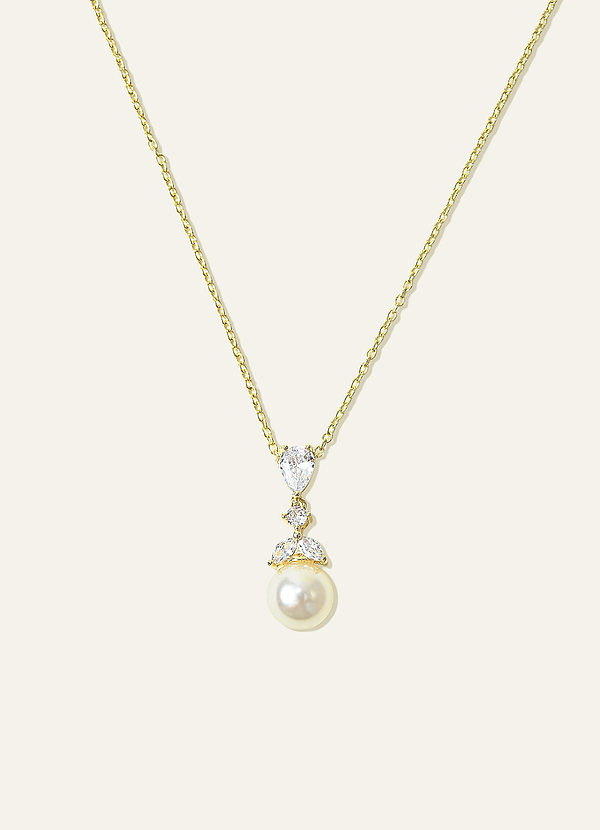 front Pear Cut Pearl Drop Necklace