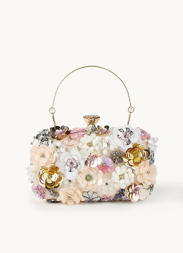 front Sequin Flower Embellished Clutch