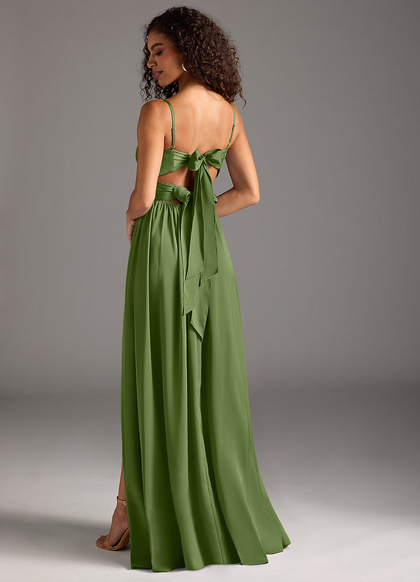 Azazie Zeya Bridesmaid Dresses Juniper A-Line Pleated Stretch Satin Dress image1