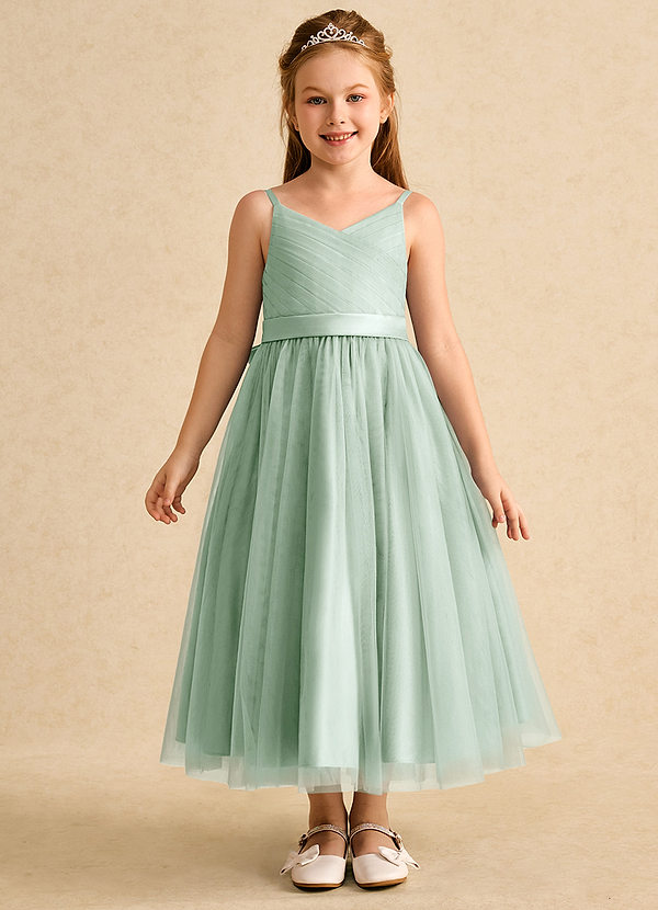 Azazie Patootie Vestidos de Niña de Flores Vestido de Agave de Tul de Corte En A con Tirante Espagueti image1